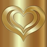 Vector abstract pair of golden hearts on red background N2