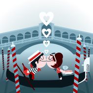 Italian kiss venice love couple travel illustration vector