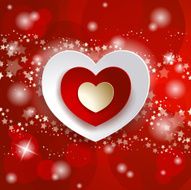 Valentine illustration with hearts on red background