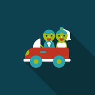 wedding car flat icon with long shadow eps10 N34