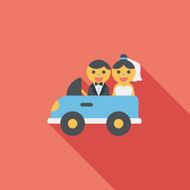 wedding car flat icon with long shadow eps10 N37