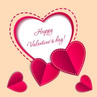 Valentine&#039;s day card with paper hearts
