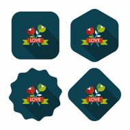 Valentine&#039;s Day flower flat icon with long shadow eps10 N54