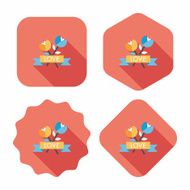 Valentine&#039;s Day flower flat icon with long shadow eps10 N55