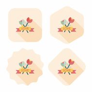 Valentine&#039;s Day flower flat icon with long shadow eps10 N57