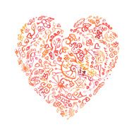 Creative doodle watercolor heart N2