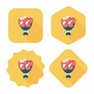 Valentine&#039;s Day flower flat icon with long shadow eps10 N60