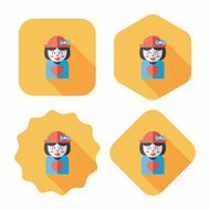 valentine&#039;s day girl flat icon with long shadow eps10 N16