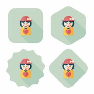valentine&#039;s day girl flat icon with long shadow eps10 N18