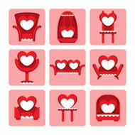 Vector set of cute chair for valentine day