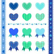Set of decorative blue hearts