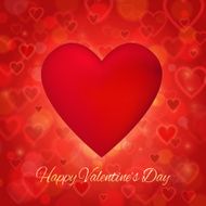 Happy Valentines day greeting card with hearts and lights