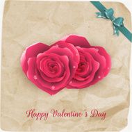 Card with red roses and vintage paper EPS 10