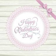 Valentines Day vintage lace card on wood EPS 10