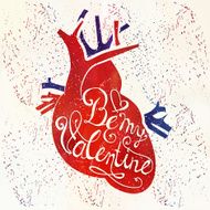 Greeting Card Be My Valentines lettering with heart