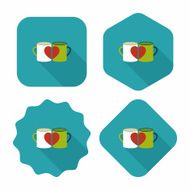 Valentine's day cup flat icon with long shadow eps10 N16