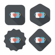 Valentine's day cup flat icon with long shadow eps10 N17