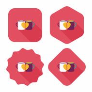 Valentine's day cup flat icon with long shadow eps10 N18