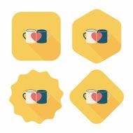 Valentine's day cup flat icon with long shadow eps10 N19