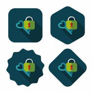 Valentine's Day lover lock flat icon with long shadow eps10 N26
