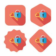 Valentine's Day lover lock flat icon with long shadow eps10 N27