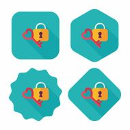 Valentine's Day lover lock flat icon with long shadow eps10 N28