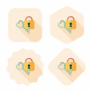 Valentine's Day lover lock flat icon with long shadow eps10 N29
