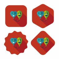 Valentine&#039;s Day ballons flat icon with long shadow eps10 N26