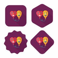Valentine&#039;s Day ballons flat icon with long shadow eps10 N28