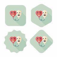 Valentine&#039;s Day ballons flat icon with long shadow eps10 N29