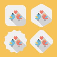 Valentine's Day lover bird flat icon with long shadow eps10 N77