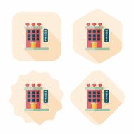 Valentine's day hotel flat icon with long shadow eps10 N23
