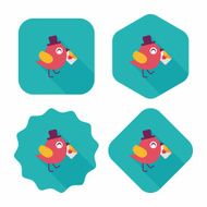 Valentine's Day lover bird flat icon with long shadow eps10 N82