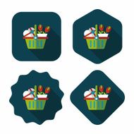 Valentine&#039;s Day present bucket flat icon with long shadow eps10 N18