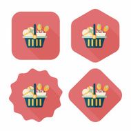 Valentine&#039;s Day present bucket flat icon with long shadow eps10 N20