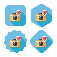 Valentine's Day photo camera flat icon with long shadow eps10 N10