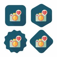 Valentine's Day photo camera flat icon with long shadow eps10 N12