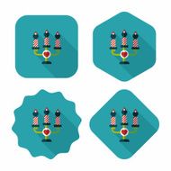 Valentine's Day candle flat icon with long shadow eps10 N54