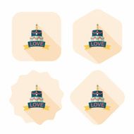 Valentine&#039;s Day cake flat icon with long shadow eps10 N39