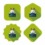 Happy birthday rabbit card flat icon with long shadow eps10 N20