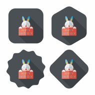 Happy birthday rabbit card flat icon with long shadow eps10 N21