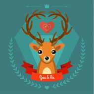 Greeting card with deer on blue