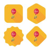 wedding balloons with diamond rings flat icon N6