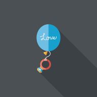 wedding balloons with diamond rings flat icon N7
