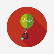 wedding balloons with diamond rings flat icon N10