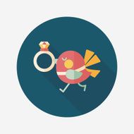 wedding bird with diamond ring flat icon N2