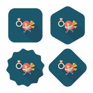 wedding bird with diamond ring flat icon N3