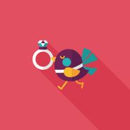wedding bird with diamond ring flat icon N4
