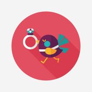 wedding bird with diamond ring flat icon N5