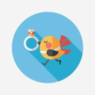 wedding bird with diamond ring flat icon N7